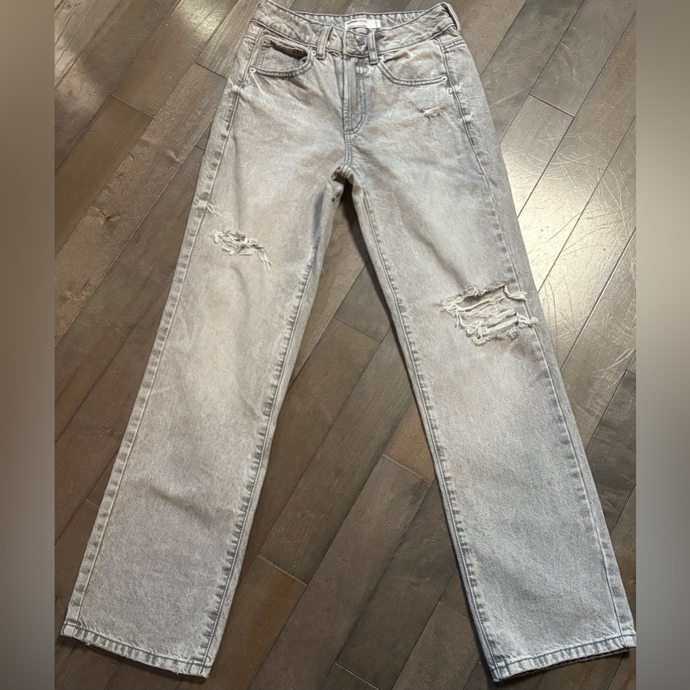 Garage Denim Jeans Droit Anne’s 90 Straight Gray Distressed Size 0/24 LN
